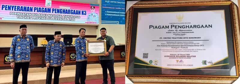 United Tractors Site Sorowako Raih Zero Accident Award dan Kinerja K3 Terbaik 2026 dari Pemprov Sulawesi Selatan