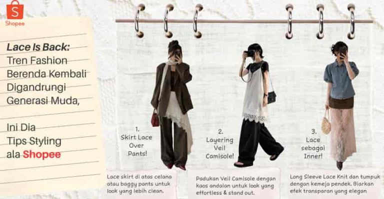 Lace Is Back: Tren Fashion Berenda Kembali Digandrungi Generasi Muda, Berikut Tips Styling-nya di Shopee