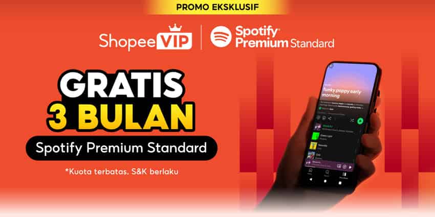 Kolaborasi Shopee VIP x Spotify: Dengerin Musik Bebas Iklan Gratis Selama 3 Bulan!