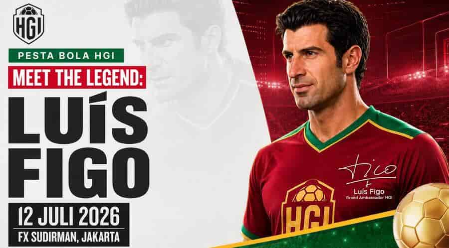 Legenda Sepak Bola Dunia Luís Figo Bakal Meriahkan Puncak Pesta Bola HGI 2026 di Jakarta pada 12 Juli 2026